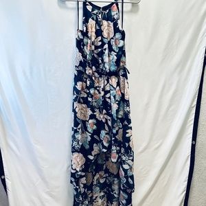 Papaya Boho Halter style Dress Floral design Maxi Dress Navy & Pink Size  M
